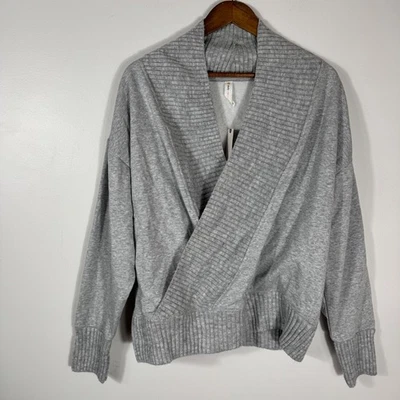 Anthropologie Daily Practice NWT Size L Wrap Front Pullover Sweatshirt Top Gray - Image 1 of 4