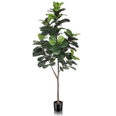 Artificial Fiddle Leaf Fig Tree - 6.5ft Faux Ficus Lyrata Plant with 108 Fidd... - Image 1 of 4