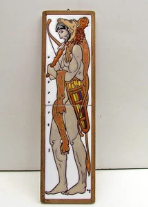 Azulejo de cerámica griego, firmado,Angelo Tsakirakis-Dios Hércules,32x9 cm - Imagen 1 de 6