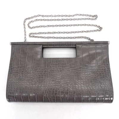 Клатч Jessica McClintock серый искусственный крокодил тиснение кожа сумочка цепочка ремень - Изображение 1 из 4