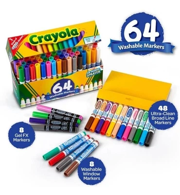 Versatile 64-Count Washable Marker Kit - Broad, Gel & Window Markers(Box of 6) - image 1 of 4