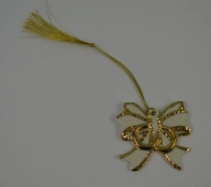 Lenox Hochzeit Wünsche Schleife zwei Ringe Ornament Weihnachten Goldrand - Bild 1 von 4