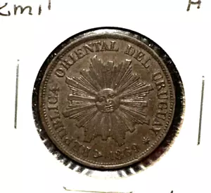 Uruguay 1869 H centesimo KM11 XF - Picture 1 of 2