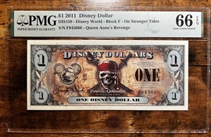 Dólar Disney 2011 $1 Queen Anne's Revenge On Stranger Tides PMG GEMA UNC 66EPQ - Imagen 1 de 8