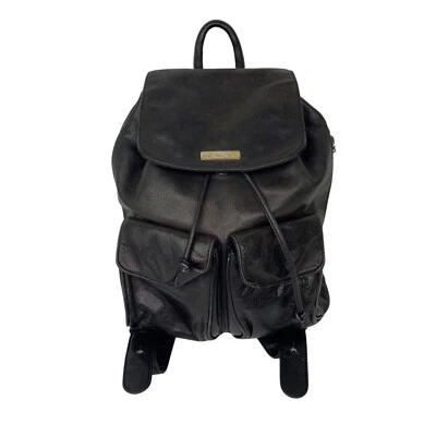 Mini Mochila DKNY Clásica Negra Cuero Liso Correas Ajustables Foto 1 de 4