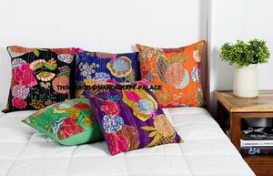 5 Pc Lot Handmade Kantha Cushion Indian Pillows Gypsy Pillow Boho Pillow Cover - Picture 1 of 4