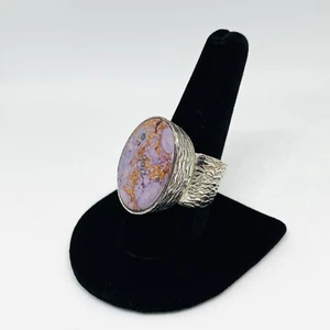 Anillo Artístico Turquesa Cobre Púrpura 925 Esterlina Talla 10 - Imagen 1 de 12