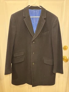 Tommy Hilfiger Jacket Medium Black 60% Wool Blend three button Pea Coat - Picture 1 of 5