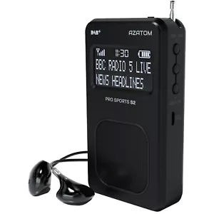 Azatom DAB Portable Radio Sport Portable Travel Speaker Battery - S2 Black (R) - Picture 1 of 7