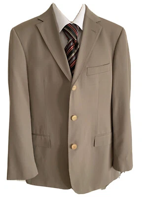 Boss Hugo Boss super 140’s virgin wool 3Butt sport coat jacket gabardine tan 38R - Image 1 of 4