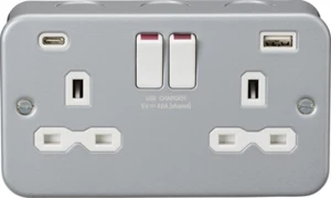 Knightsbridge Metal Clad 13A 2G SP Switched Socket with dual USB C+A 5V DC 4.0A - Picture 1 of 1