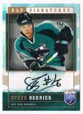 2006-07 BE A PLAYER BAP SIGNATURES STEVE BERNIER AUTO SAN JOSE SHARKS #SB