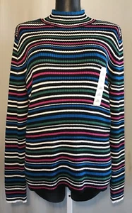 NWT! Women’s XL  Studio Works Striped Mock Neck Sweater - Picture 1 of 9
