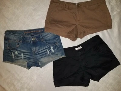 Juniors Shorts Lot Size 3 Dressy Black, Khaki Brown, Jean, Wet Seal Arizona etc. - Image 1 of 2