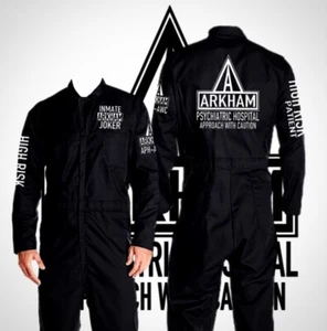 Prison Jumpsuit, Arkham Asylum, Halloween Costume, Cosplay, Unisex, Black.  - Picture 1 of 3