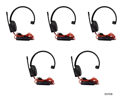 Plantronics C5210T Mono Headset W/ detach C5210 USB-A Adapter Lot of 5 E5706 - Image 1 of 4