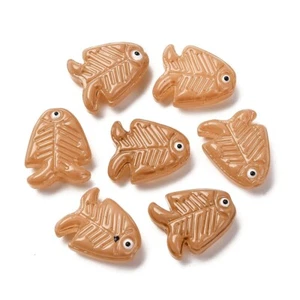 20pcs Handmade Lampwork Fish Beads Brown Ocean Fish Glass Beads for DIY Jewelry - Picture 1 of 3
