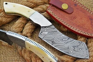 HUNTEX Handmade Damascus Blade, Camel Bone Handle, 230mm Fix Blade Cleaver Knife - Picture 1 of 10