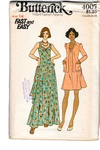 1970er Butterick Muster 4007 Misses Kleid - Jacke Größe 14 - Bild 1 von 2