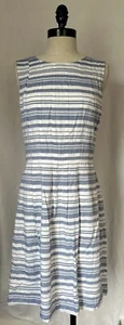 Abito Vince Camuto blu bianco righe rayon aderente e svasato senza maniche donna 6 - Foto 1 di 6