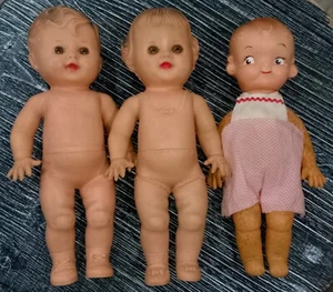 3 VTG 50’s Dolls SUN RUBBER Co Boy & Girl TOD L DEE, TOD L TIM, Cambell Kid Doll - Picture 1 of 15