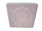 RAE DUNN Ceramic Square Shelf Desk Decor BLESSED MAMA Baby Girl Shower Gift NEW