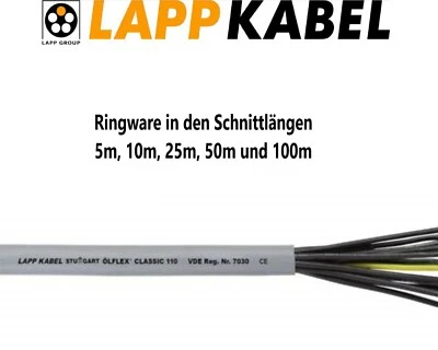 Lapp Ölflex Classic 110; 5m 10m 25m 50m 100m Ring; 0,5; 0,75; 1,0; 1,5; 2,5mm²  - Bild 1 von 3