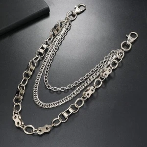 Men Punk Layered Metal Wallet Chain Links Gothic Keychain Jeans Pants Chain Lady - Picture 1 of 11