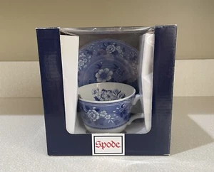 THE SPODE BLUE ROOM COLLECTION "BOTANICAL BLUE" CUP & SAUCER SET MADE IN ENGLAND - Picture 1 of 7
