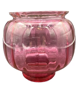 Vintage Pilgrim Cranberry Glass Vertical Ribbed Squat Vase/Bowl, 5.25", MINT - Picture 1 of 7