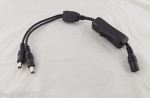 1x LED Strips DC Power 5.5 x 2.1mm 1 Female to 2 Male with Switch Splitter Cable - Picture 1 of 9
