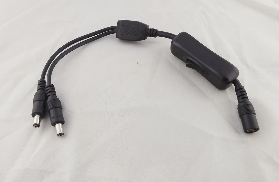 1x LED Strips DC Power 5.5 x 2.1mm 1 Female to 2 Male with Switch Splitter Cable - Image 1 of 4