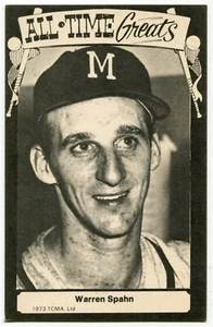 1973-80 TCMA Cartolina Grandi di tutti i tempi - Warren Spahn Milwaukee Braves - Foto 1 di 2