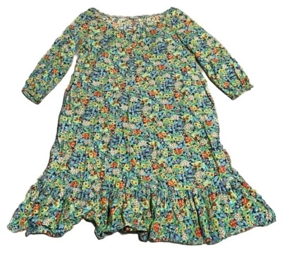 Vintage Neiman Marcus Floral Cotton Hippie Boho Ruffle Midi Dress Size XL 1X - Image 1 of 3