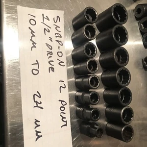 Snap on 15 Pcs 1/2 Drive Shallow Impact Socket Set, 10mm, to 24mm. 12 Points Us - Picture 1 of 9