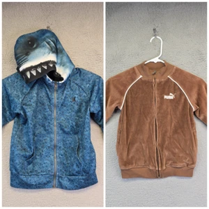 Boys Sweatshirt Jacket Lot of 2 Puma 6/7 Velour Track Jacket Hurley Shark Jacket - Picture 1 of 14
