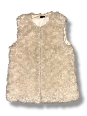 Chaleco Topshop Para Mujer Talla 10 Blanco Sin Mangas Imitación Piel Lujo Boho Chic Y2K Mob Wife Foto 1 de 4