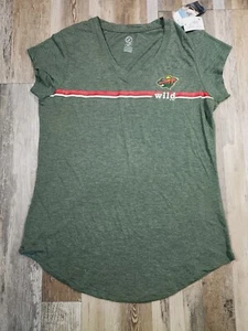 NEW Womens NHL Minnesota Wild Hockey T-Shirt Size MEDIUM Tee Soft VNeck RETRO - Picture 1 of 9