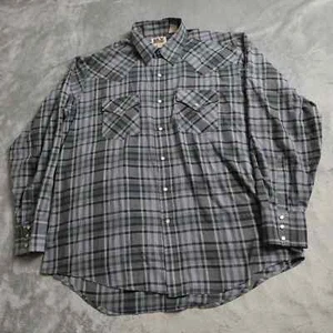 Ely Cattleman Western Shirt Mens Size 35 Multicolor Plaid Pearl Snap Long Sleeve - Picture 1 of 7