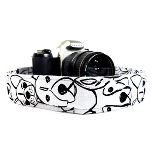 Black White Dog Camera Strap - Dog Camera Strap-Double Padded Comfortable Camera - Picture 1 of 8