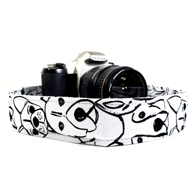 Black White Dog Camera Strap - Dog Camera Strap-Double Padded Comfortable Camera - Image 1 of 4