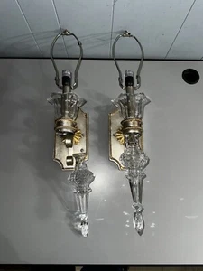 Pair of Ornate Glass Wall Sconces in Brushed Finish - Picture 1 of 23
