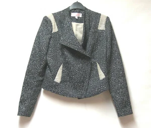 GHARANI STROK LONDON BIKER STYLE JACKE BLAZER ASYMMETRISCH REISSVERSCHLUSS GEFÜTTERT UK 14 - Bild 1 von 3