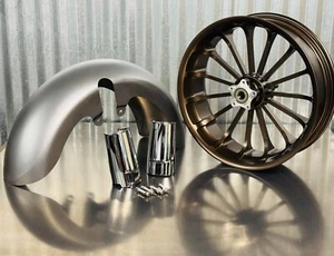 Wide Front 18X5.5" Bronze Replica ST Wheel and Fender Kit for Harley-Davidson FL - Picture 1 of 1