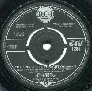 The Tokens - The Lion Sleeps Tonight (Wimoweh) - Foto 1 di 1