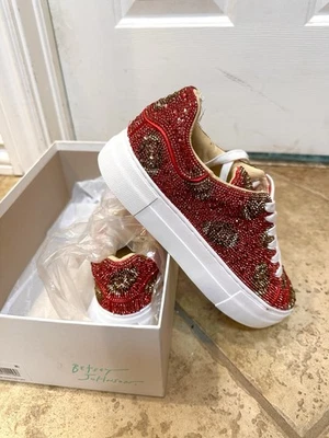 Betsey Johnson Sidny Platform Blingy Bedazzled Rhinestones 6.5 Football Sneakers - Image 1 of 4