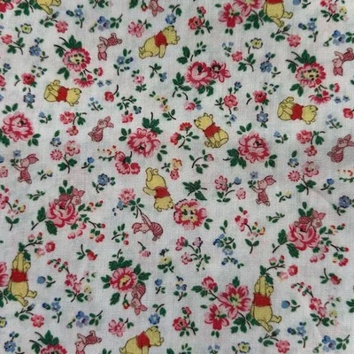 Winnie The Pooh Piglet Flower Fabric Character Poly Cotton Fat Quarter Craft  - Image 1 of 4