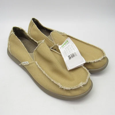Crocs Santa Cruz Hombres Talla 13 Mocasines Lona Sin Cordones Caqui Zapatos - NUEVO Con Etiquetas Foto 1 de 4