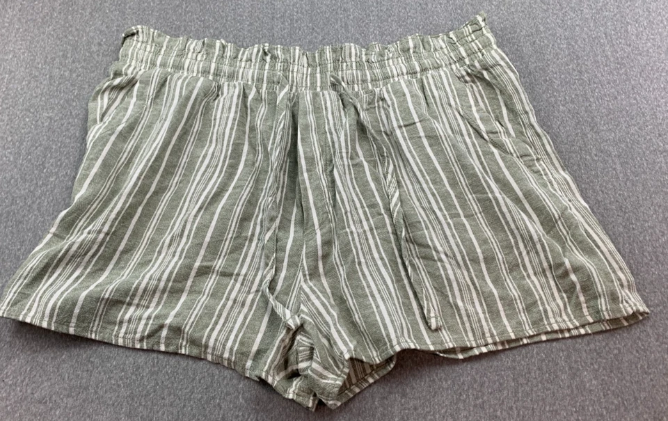 Arizona Jean Co Bolsa de Papel Pantalones Cortos Mujer XXL Verde Blanco Rayas Mezcla de Lino Foto 1 de 4