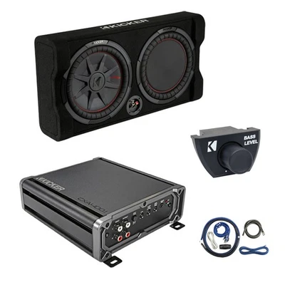 Kicker CXA400.1 400W Mono Amplifier w/Kit, Remote, 12" 1000W Subwoofer Enclosure - Image 1 of 4
